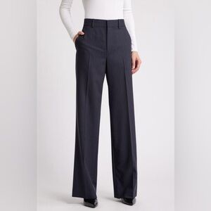Frame Virgin Wool Straight Leg Navy Pinstripe Trouser Pants size 12